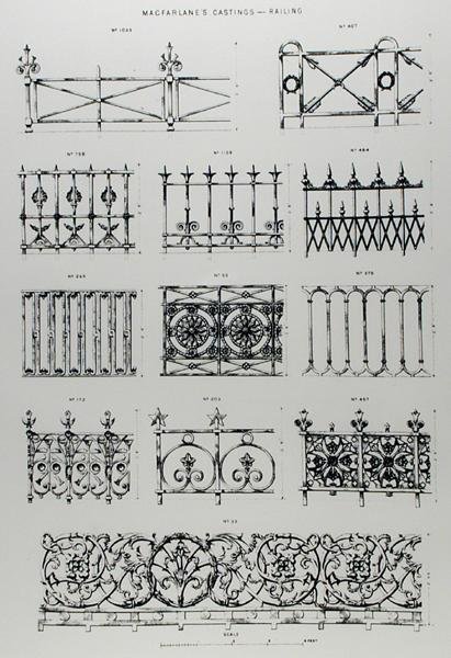 Diseños para barandillas de hierro fundido, de 