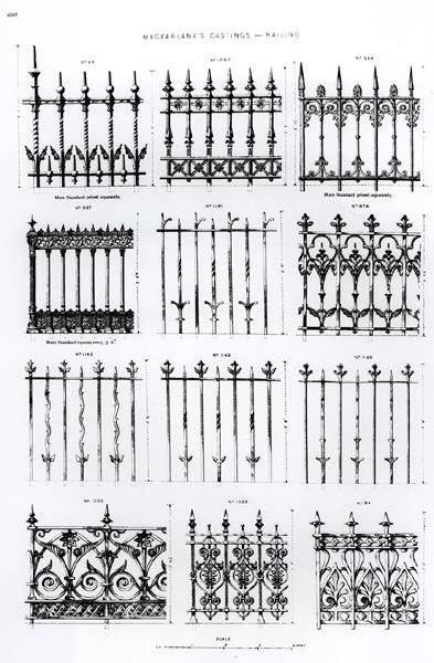 Diseños para barandillas de hierro fundido, de 