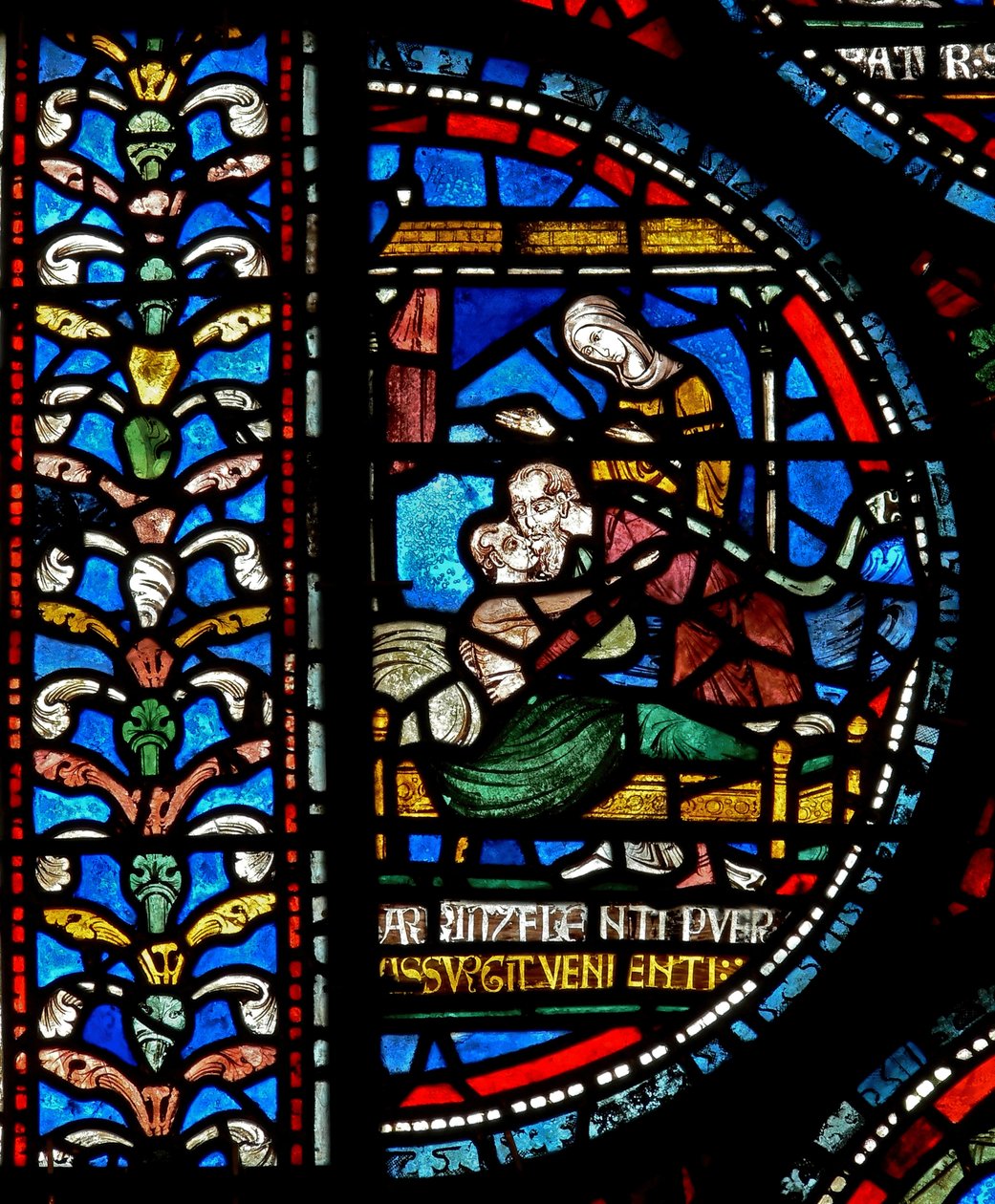 (detalle) de la Ventana del Milagro que representa a John Roxborough y Henry Beche de English School