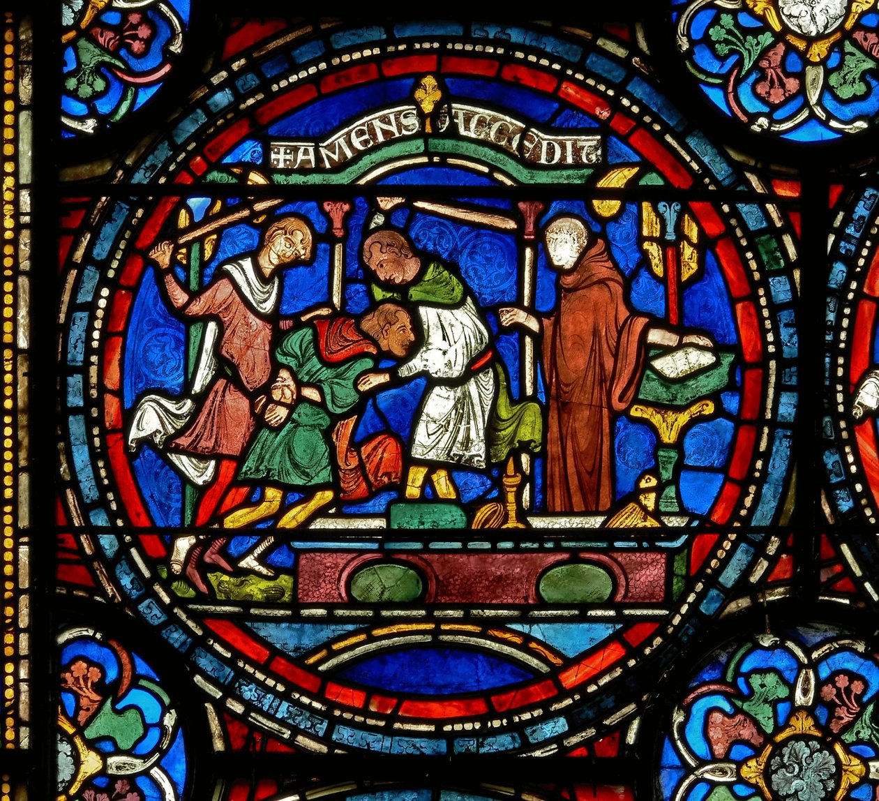 (detalle) de la Ventana del Milagro que representa a Enrique el Loco de Fordwich de English School