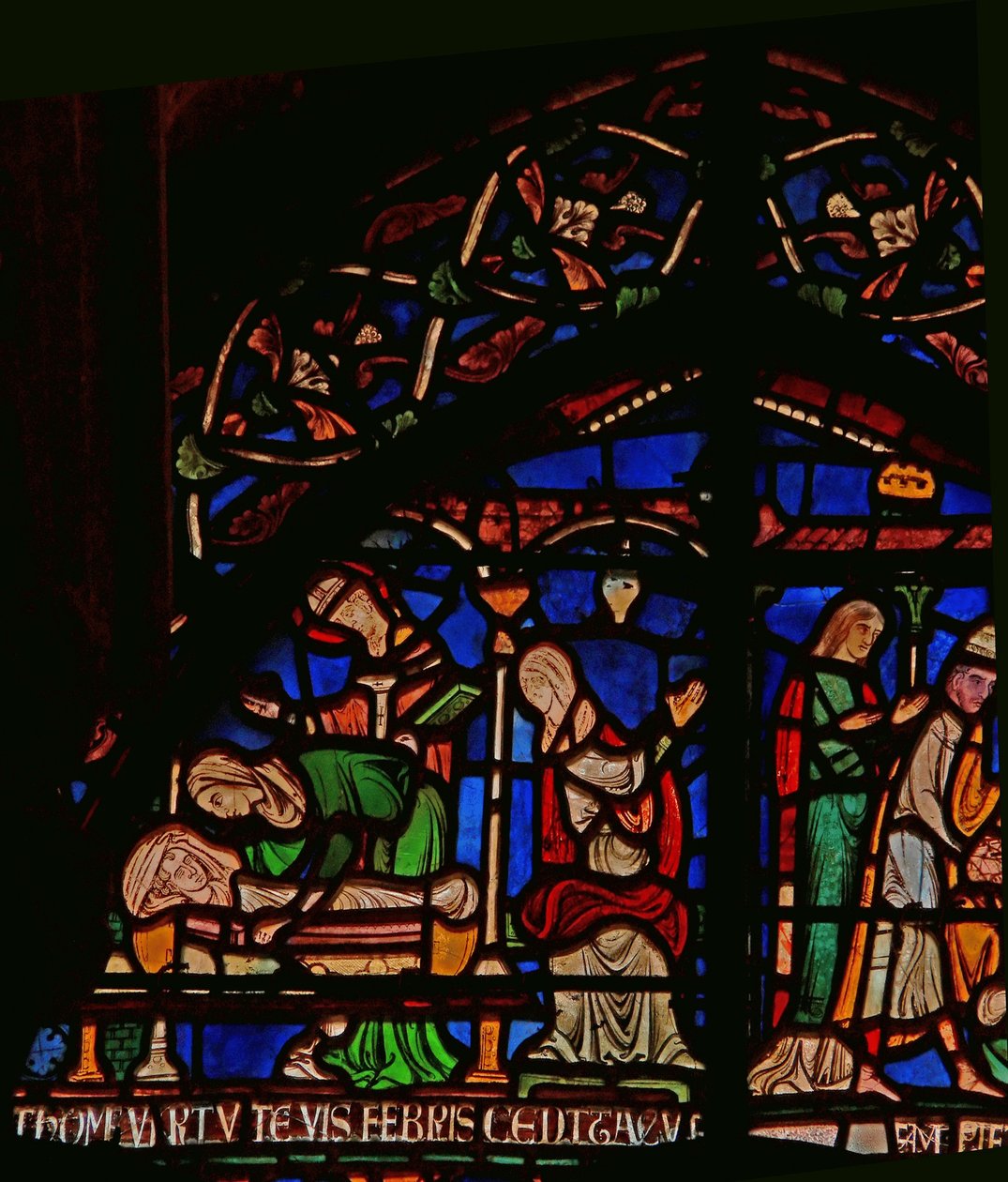 (detalle) de la Ventana del Milagro que representa a San Tomás apareciendo al infante Geoffrey de Winchester de English School