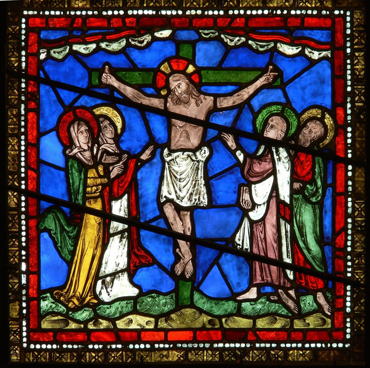 (detalle) de la ventana este de la Capilla de la Trinidad que representa la Crucifixión de English School