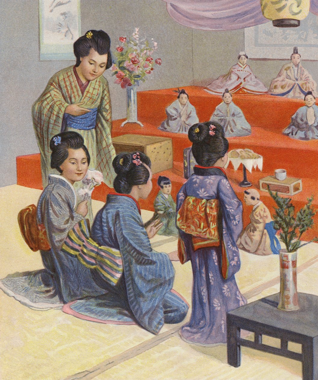 Festival de muñecas en Japón (litografía en color) de English School