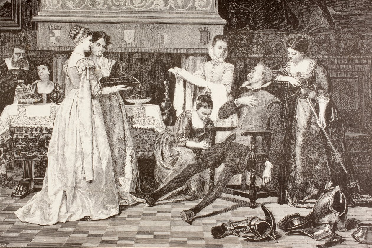 Don Quijote en casa de los Duques (litografía) de English School