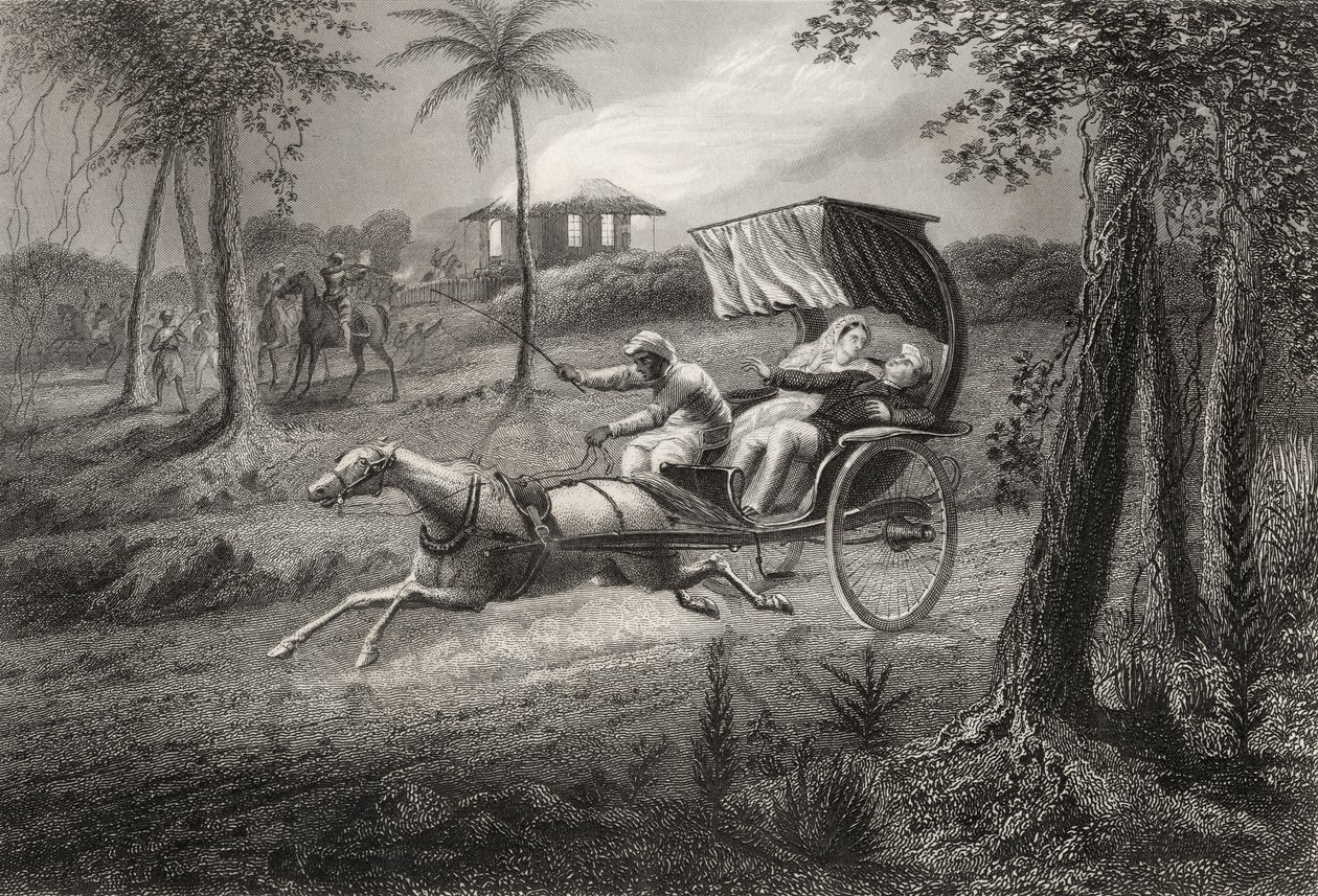 El Dr. Graham disparado en su coche por los amotinados de Sealkote en 1857, de 