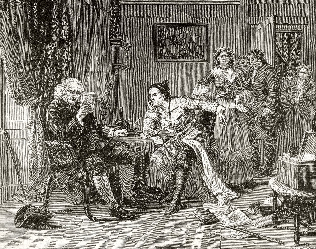 Dr. Samuel Johnson leyendo el manuscrito de 