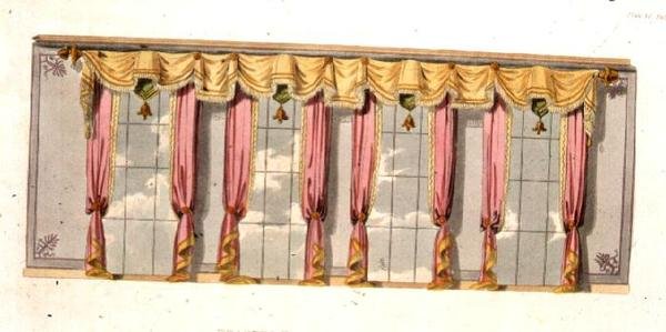 Cortinas de ventana de salón, lámina 92 de Ackermann