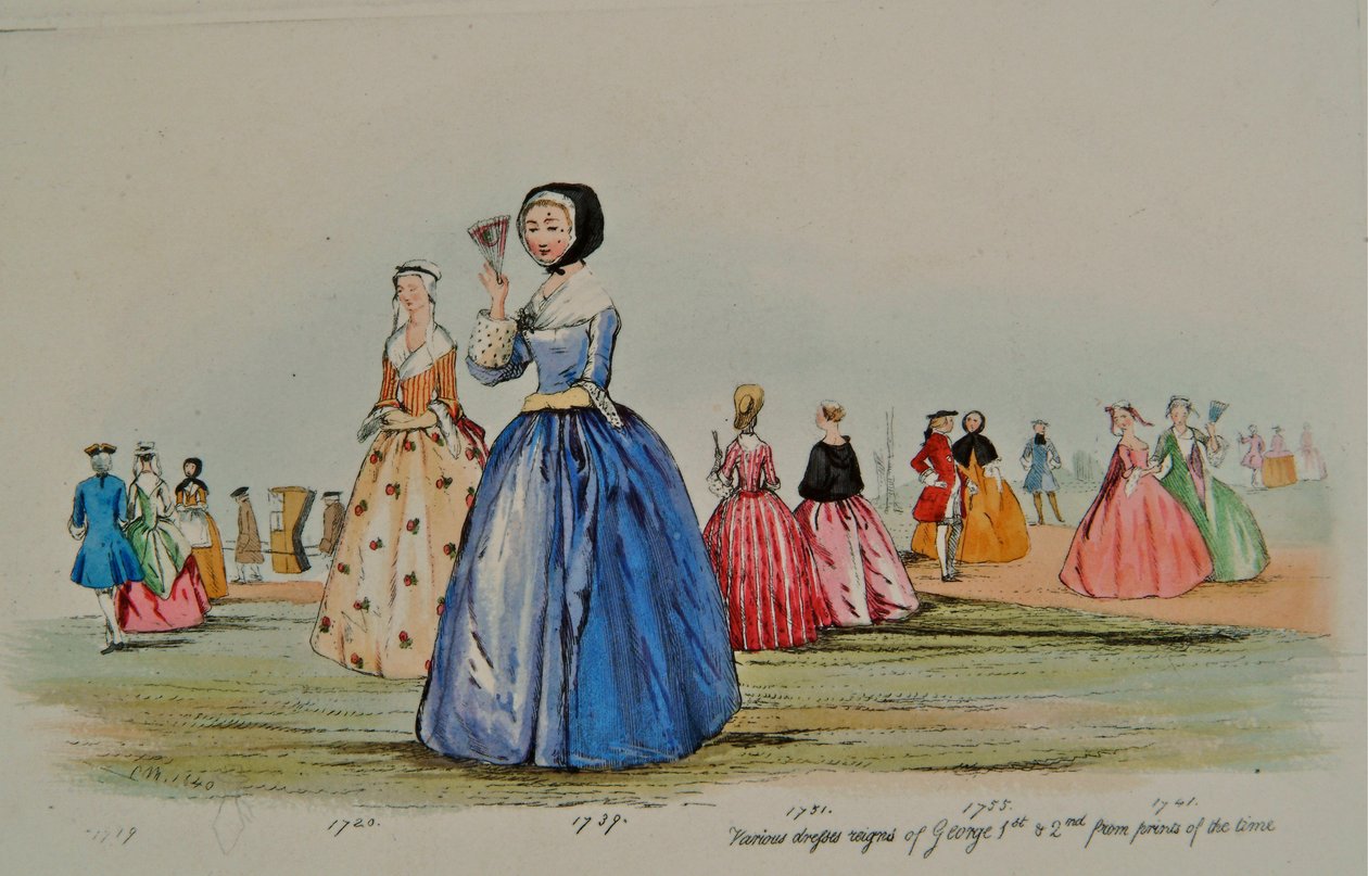 Vestidos de los reinados de Jorge I y Jorge II de English School