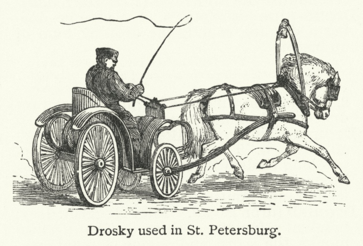 Drosky utilizado en San Petersburgo (grabado) de English School