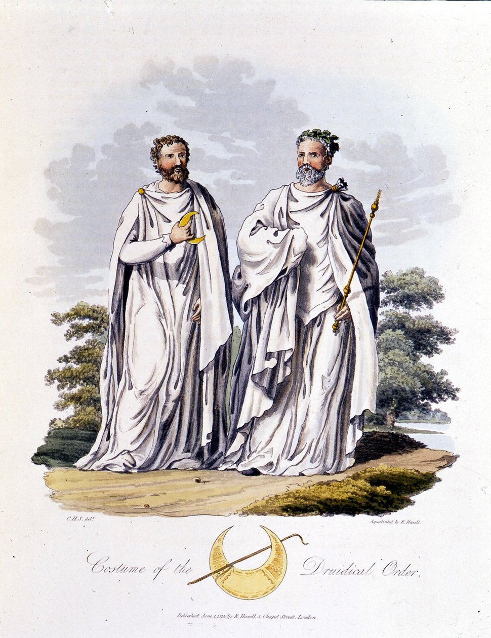Druidas - en "Celtas y Godos, costumbres de los habitantes de las Islas Británicas del siglo VI temprano y las naciones godas de la costa oeste del Báltico", por S.R. Meyrick y Ch. Smith de English School