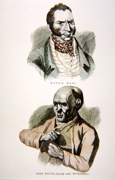 Dutch Sam y John Smith, de una impresión publicada en 1812 de English School