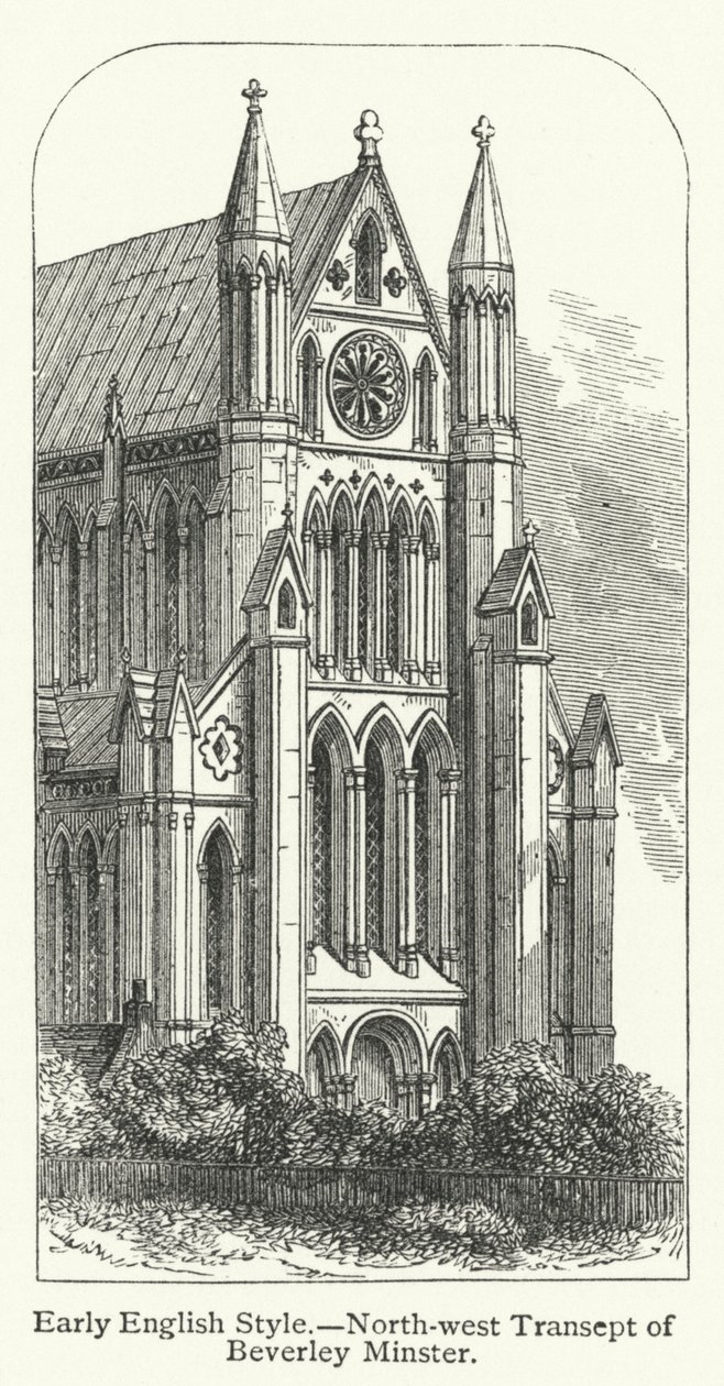 Estilo inglés temprano, transepto noroeste de la catedral de Beverley (grabado) de English School