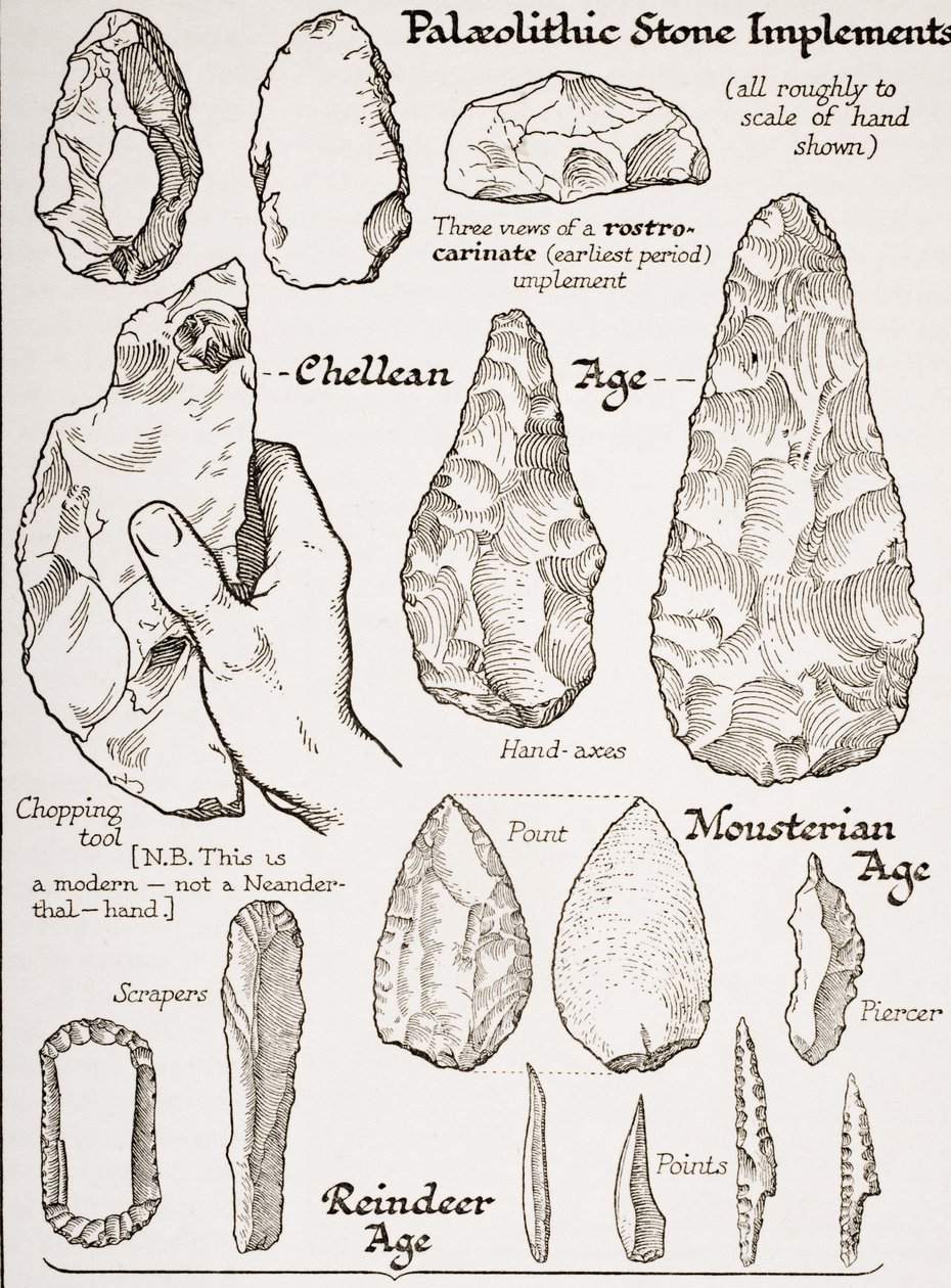 Primeras herramientas de piedra, ilustración de 