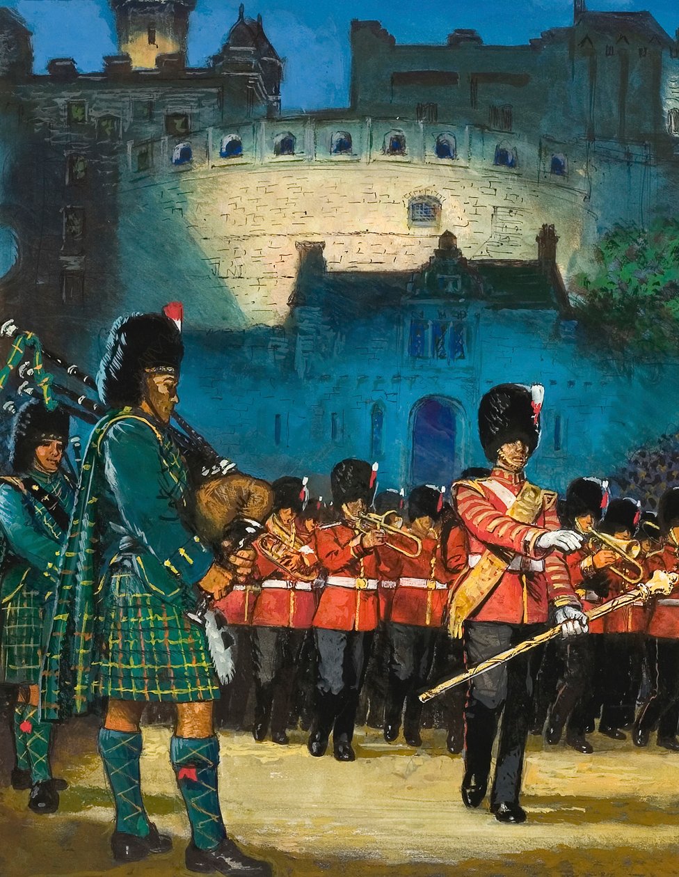 Edinburgh Tattoo (gouache sobre papel) de English School