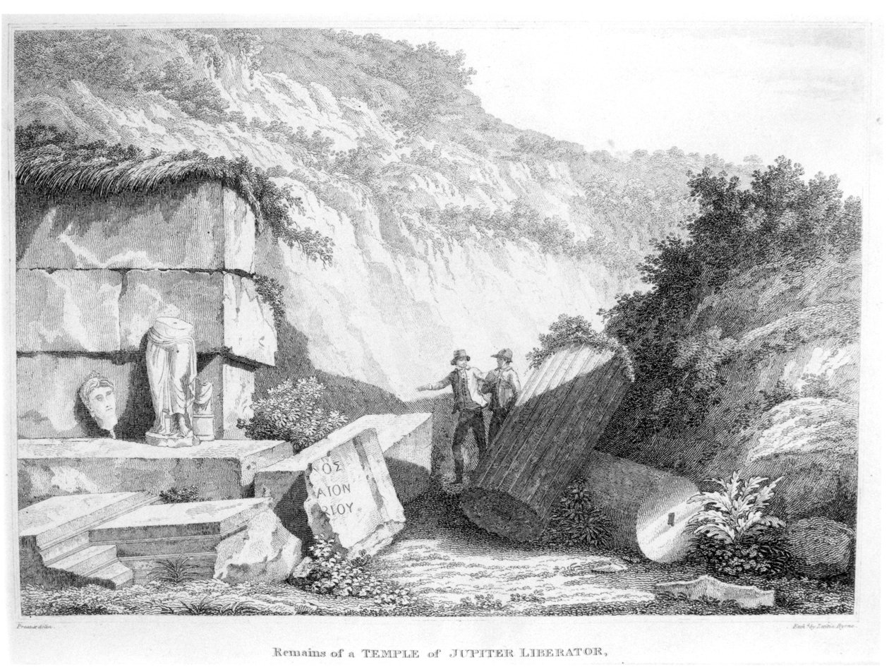 Edward Daniel Clarke (1769-1822) visita los restos del Templo de Júpiter Libertador en Troad, de la Parte 2 de Viajes en Varios Países de Europa, Asia y África, publicado en 1812 de English School