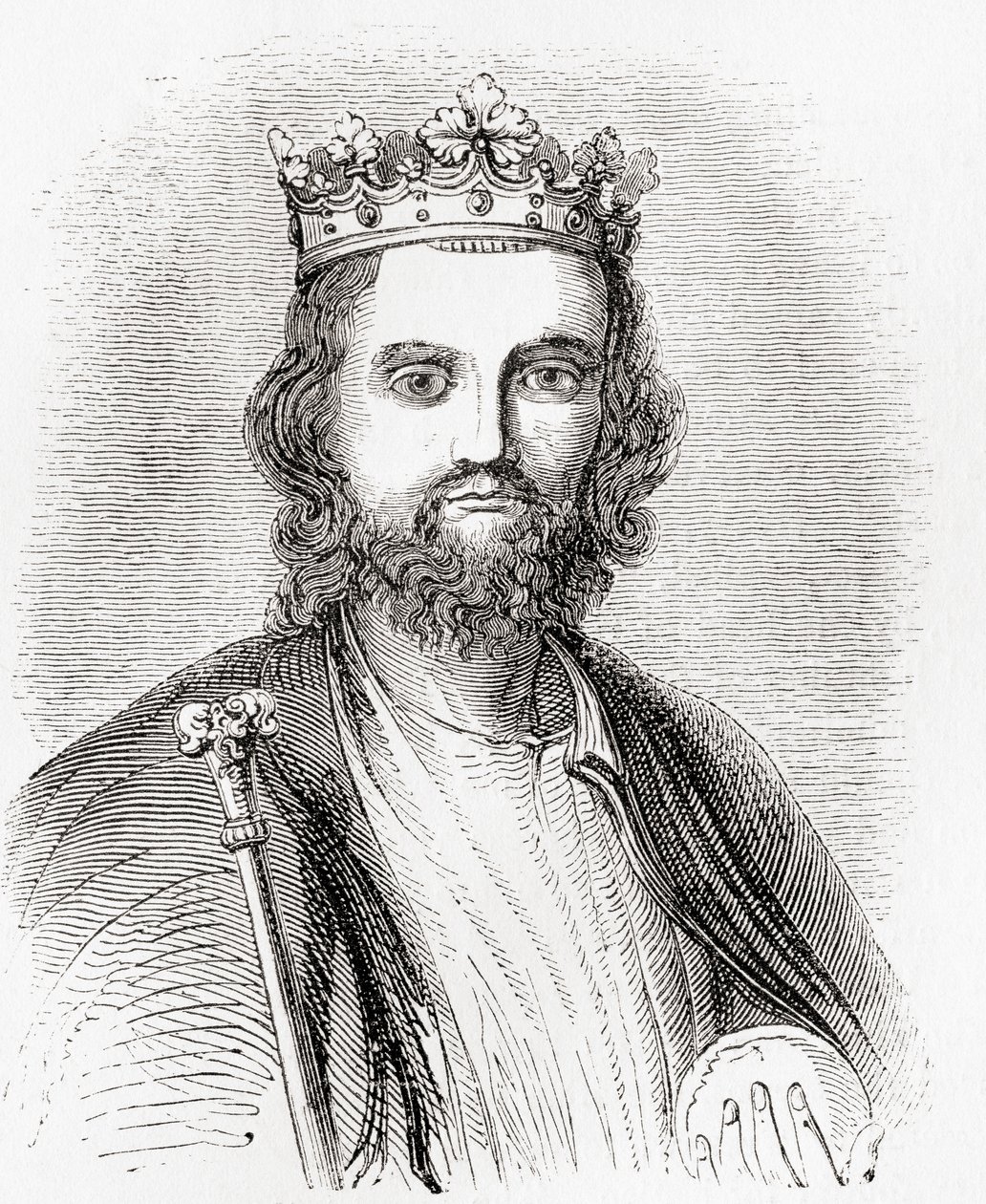 Eduardo II, alias Eduardo de Caernarfon, de la Vieja Inglaterra: A Pictorial Museum, publicado en 1847 de English School