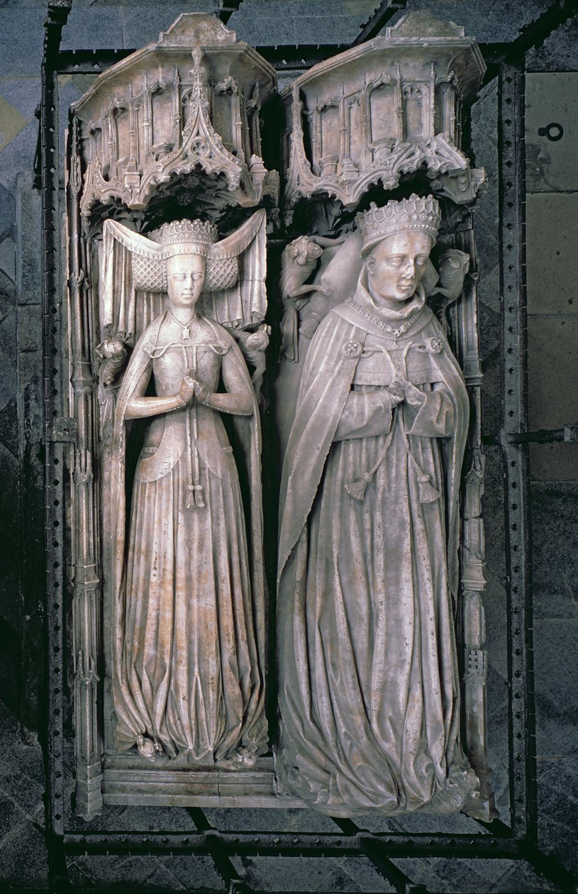 Efigies de Thomas Fitzalan, V Conde de Arundel y su esposa, Beatrice, en la Capilla Fitzalan de English School
