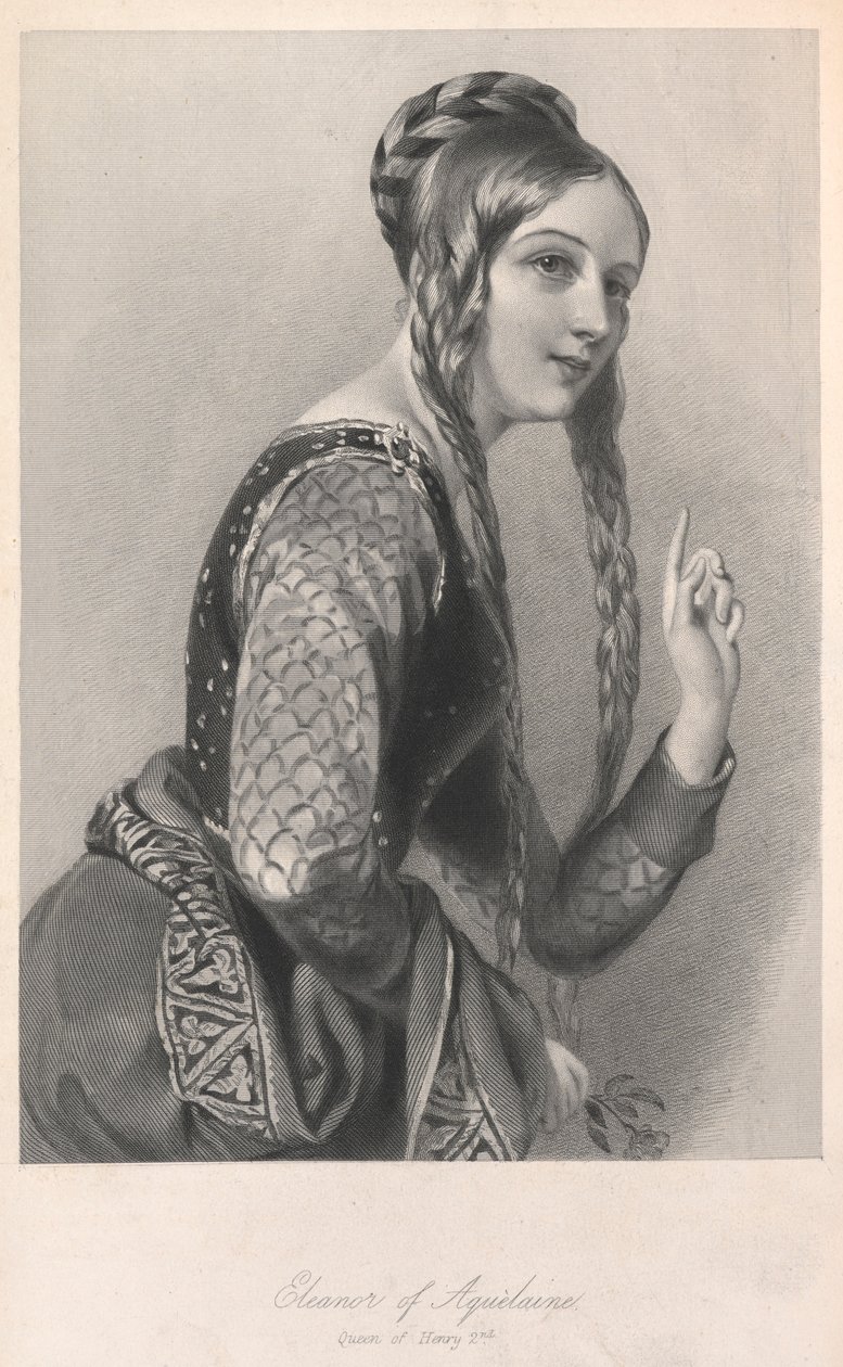 Leonor de Aquitania, ilustración de "Esbozos biográficos de las reinas...". de English School