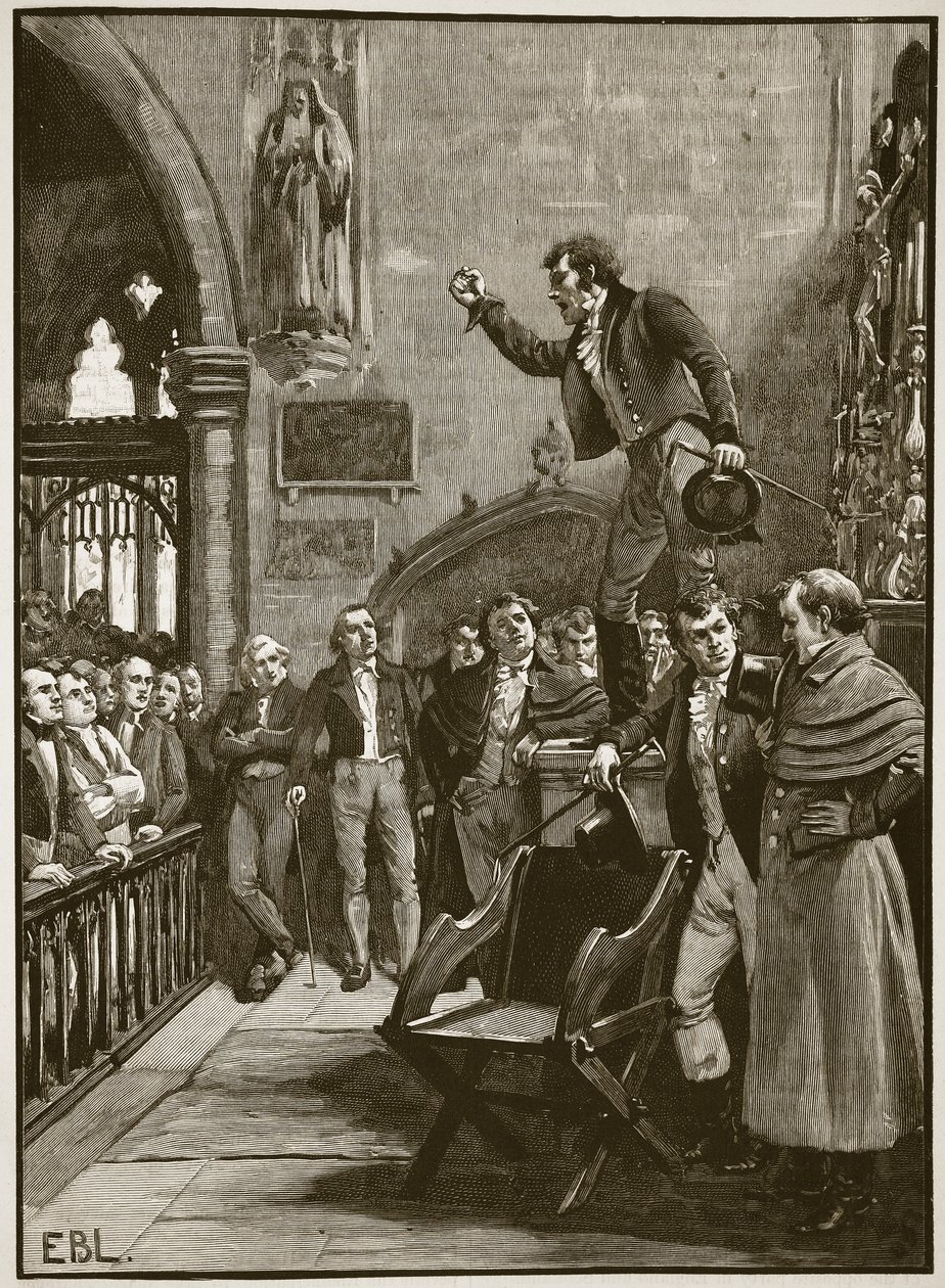Reunión electoral en Irlanda, 1825, ilustración de Cassells Illustrated History of England de English School