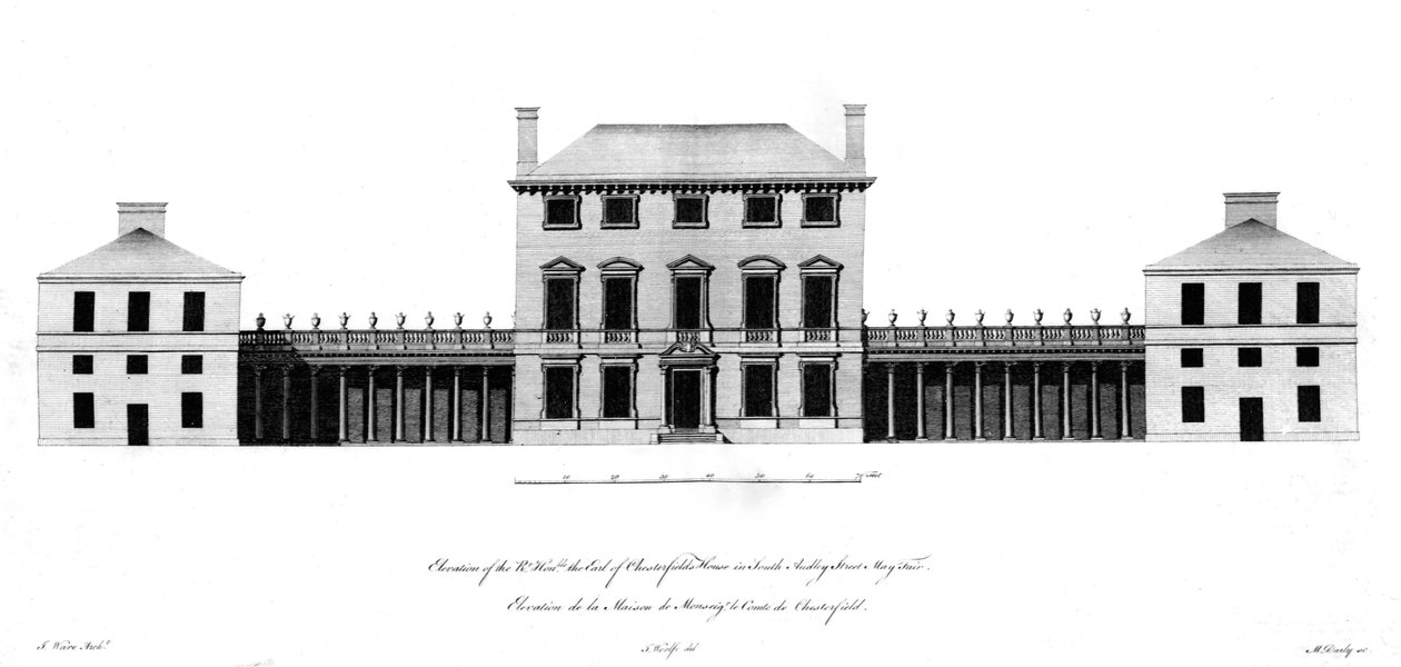Elevación de la Casa del Rt. Honorable el Conde de Chesterfield, 1767 de English School