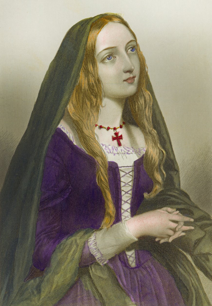 Isabel Woodville, Reina Consorte de Eduardo IV, Rey de Inglaterra, impreso por Henry G. Bohn, 1856 de English School