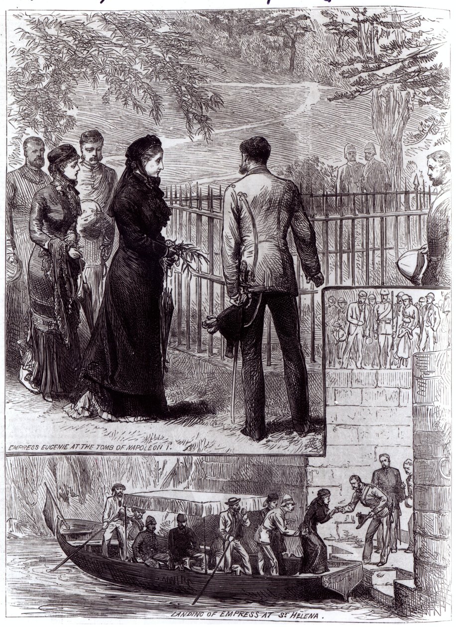 La emperatriz Eugenia visitando la tumba de Napoleón I en Santa Elena, 1880 de English School