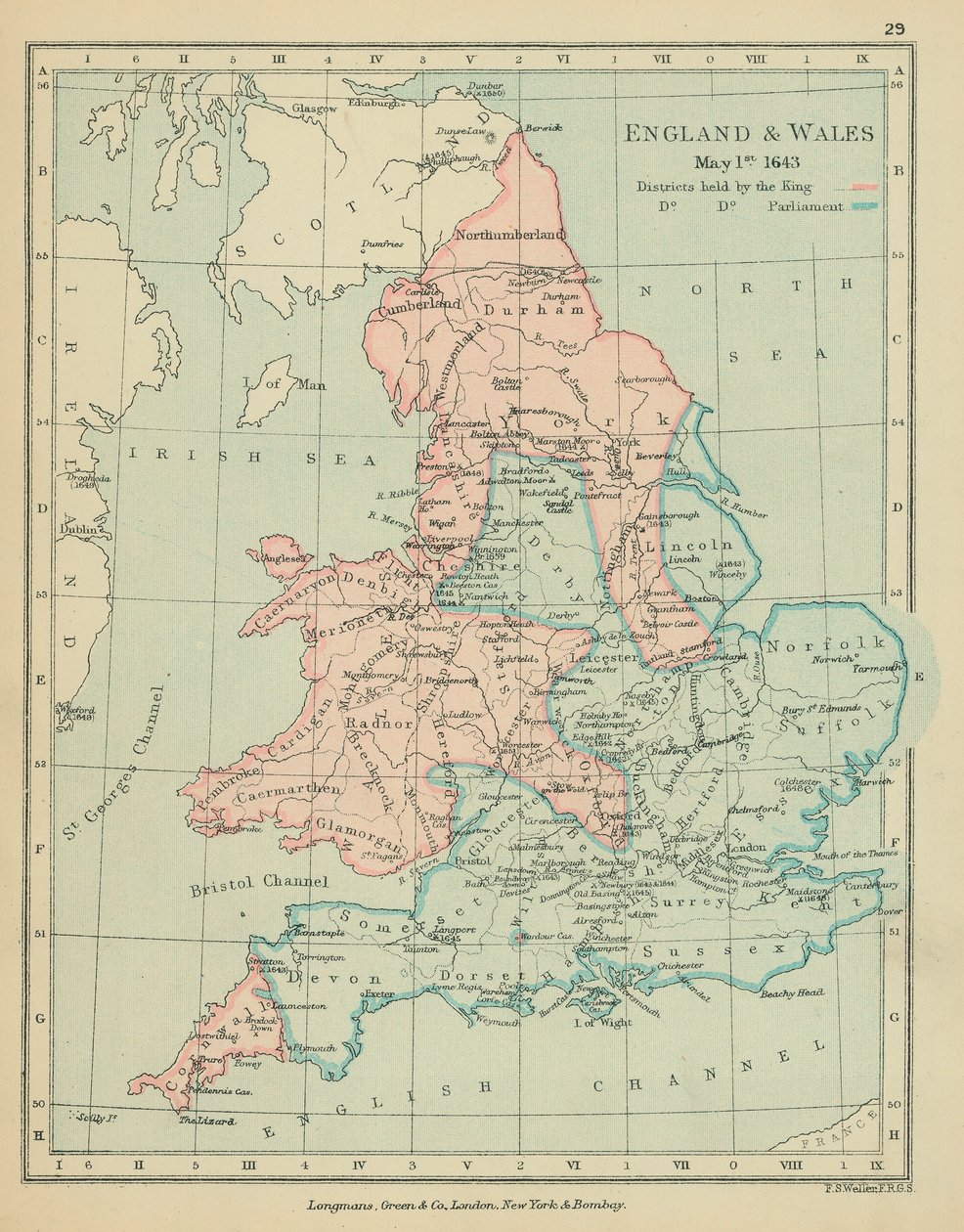 Inglaterra y Gales (litografía en color) de English School
