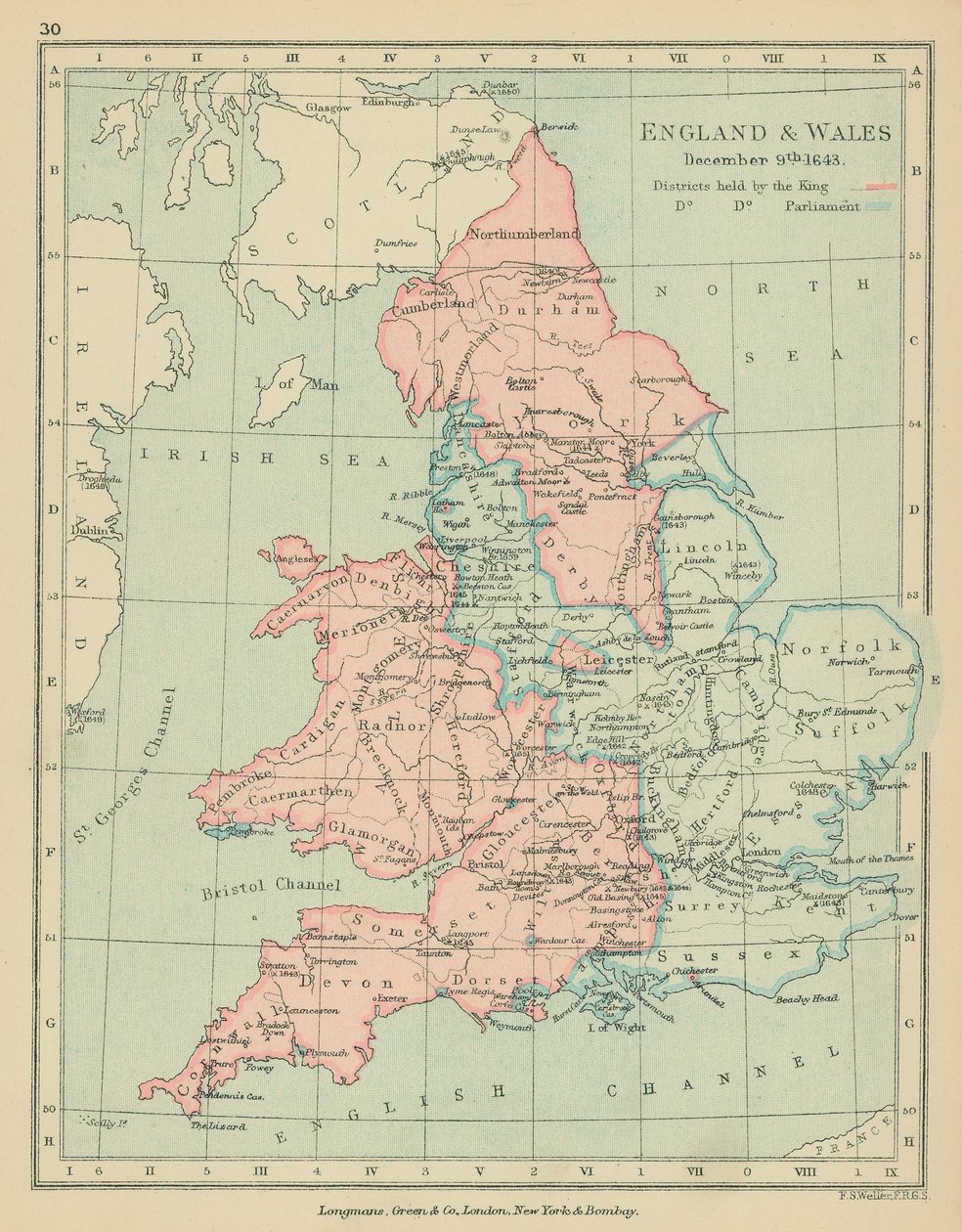 Inglaterra y Gales (litografía en color) de English School