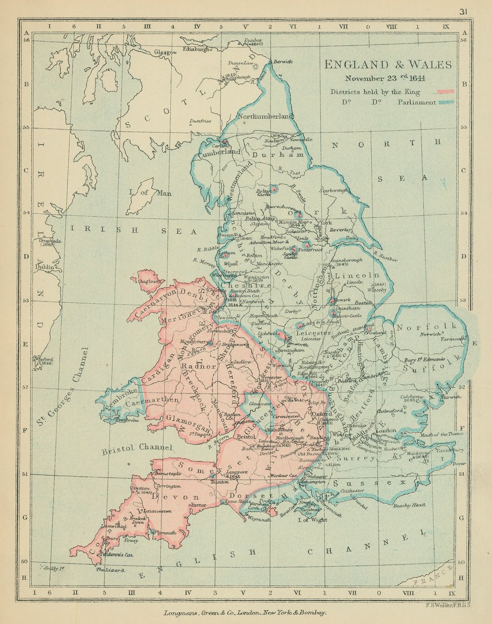 Inglaterra y Gales (litografía en color) de English School