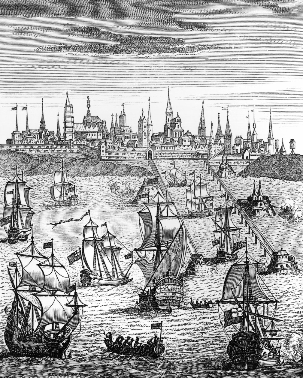 Escuadrón inglés transportando tropas para tomar posesión de Dunkerque, de 