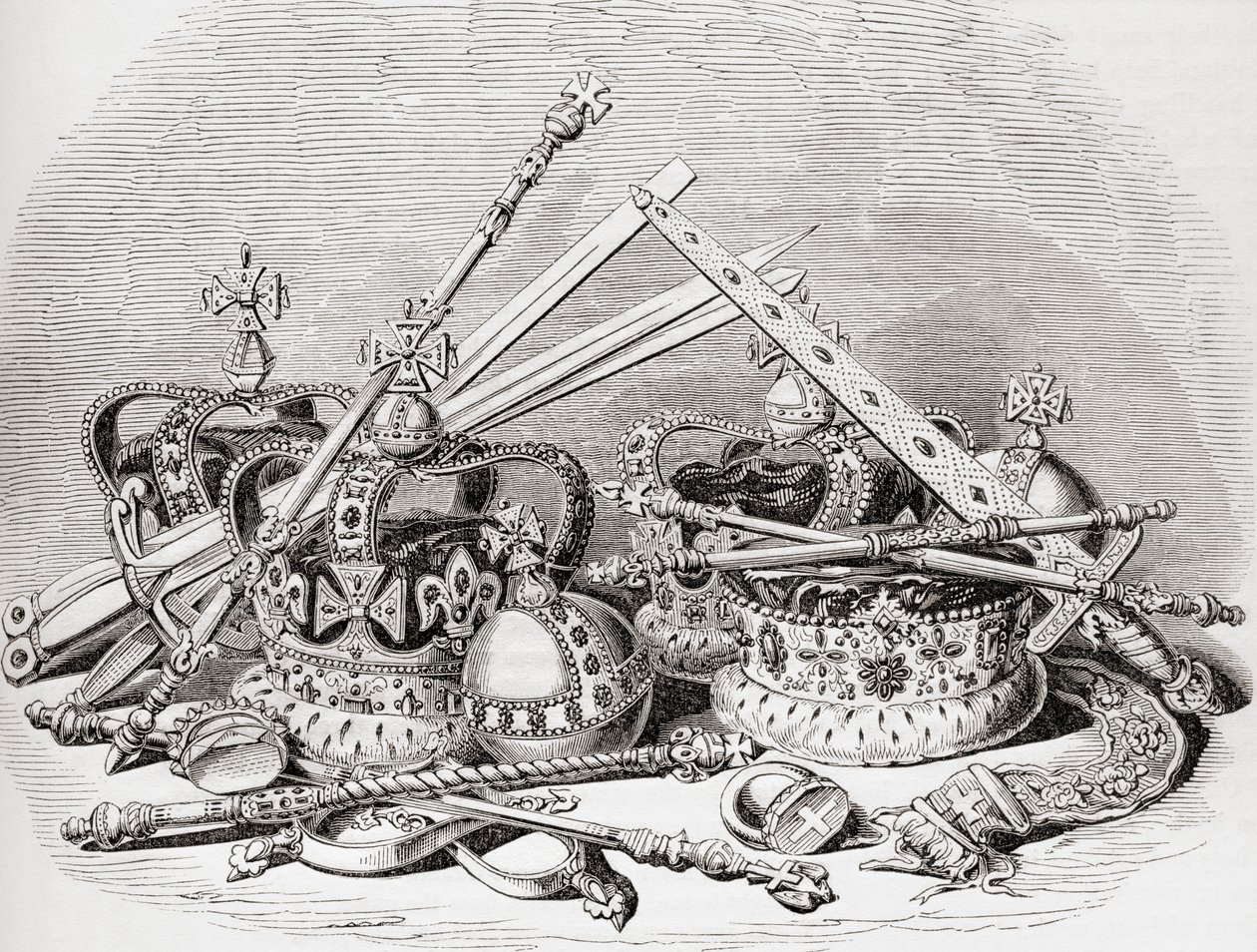 Regalia inglesa, de Old England: A Pictorial Museum, pub. 1847 de English School
