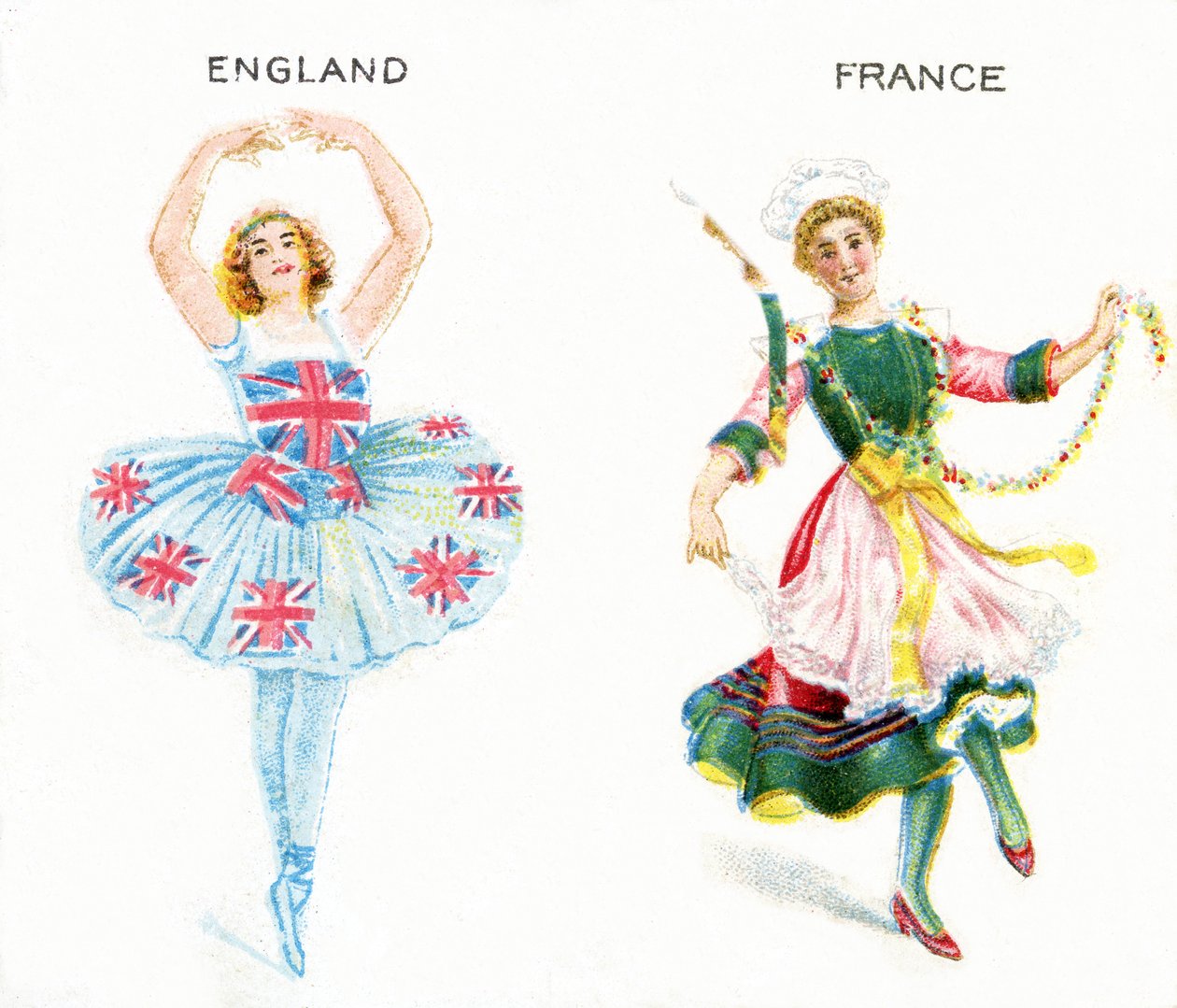 Entente Cordiale (Entendimiento Cordial), tarjetas de cigarrillos, 1915 de English School