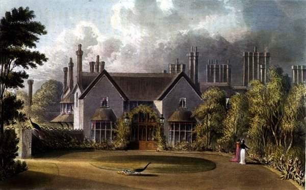 Fachada de entrada de la cabaña de Su Majestad, Gran Parque de Windsor, de 