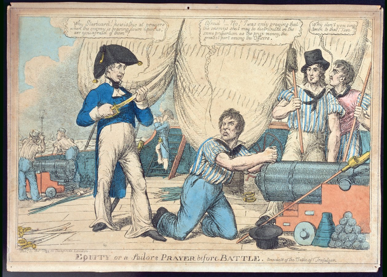 Equidad o una oración de marinero antes de la batalla, publicado por Thomas Tegg de English School