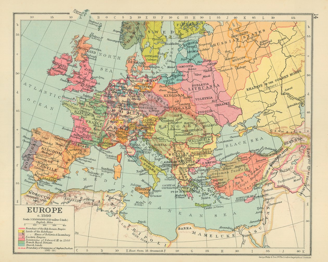 Europa c 1360 (litografía en color) de English School