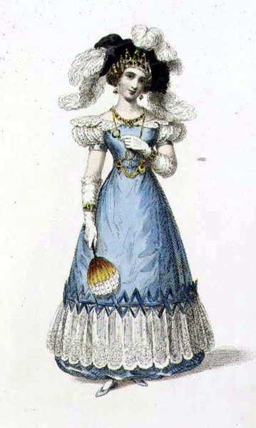 Vestido de noche, lámina de moda de Ackermann