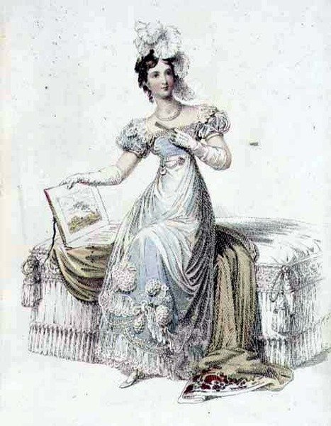 Vestido de noche, lámina de moda de Ackermann