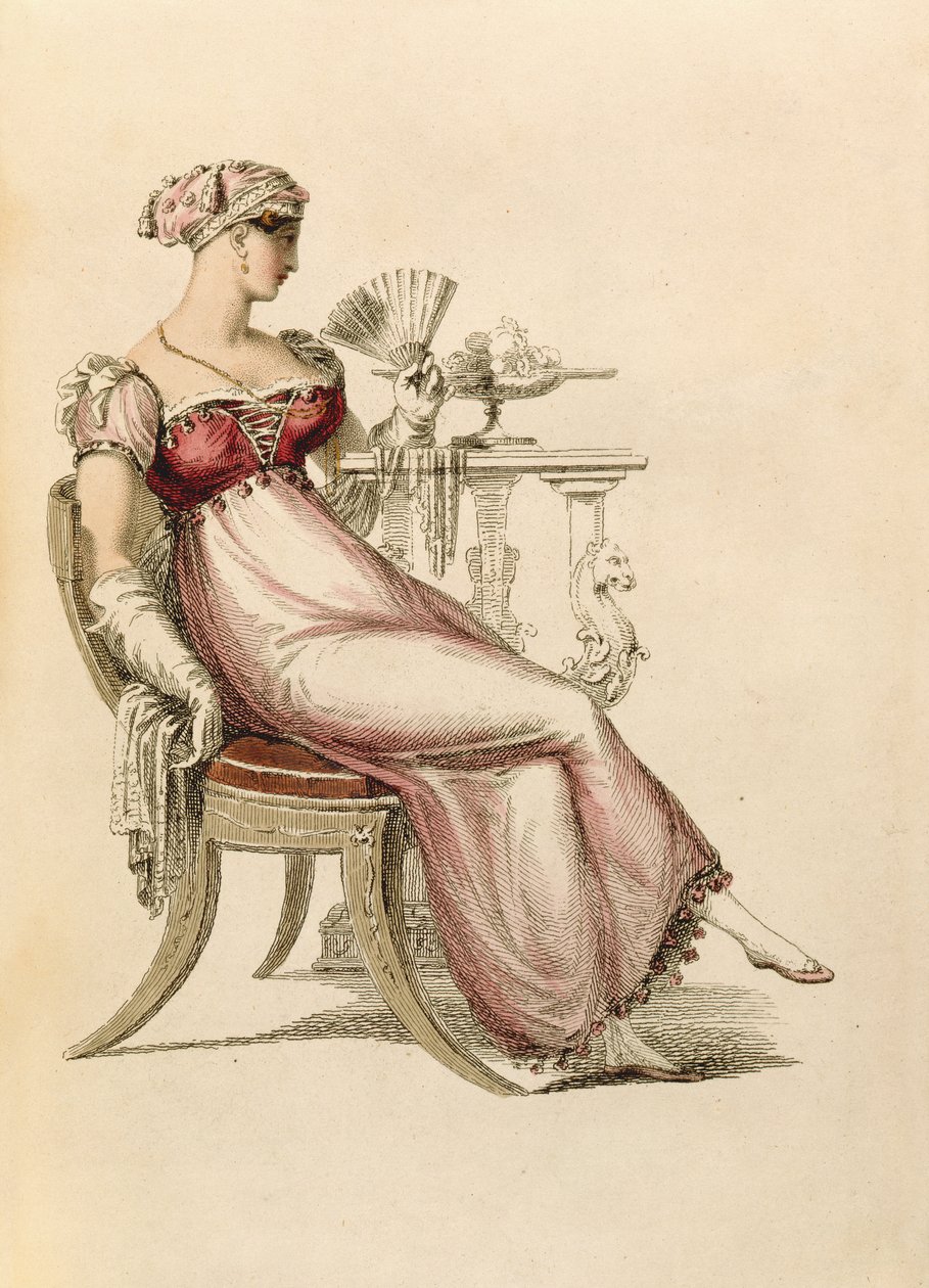 Vestido de noche o vestido de baile, lámina de moda de Ackermanns Repository of Arts de English School