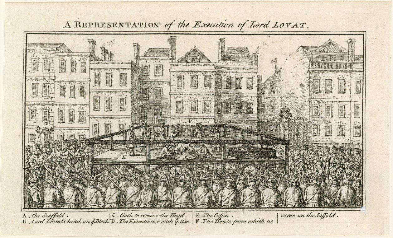 Ejecución de Lord Lovat (grabado) de English School