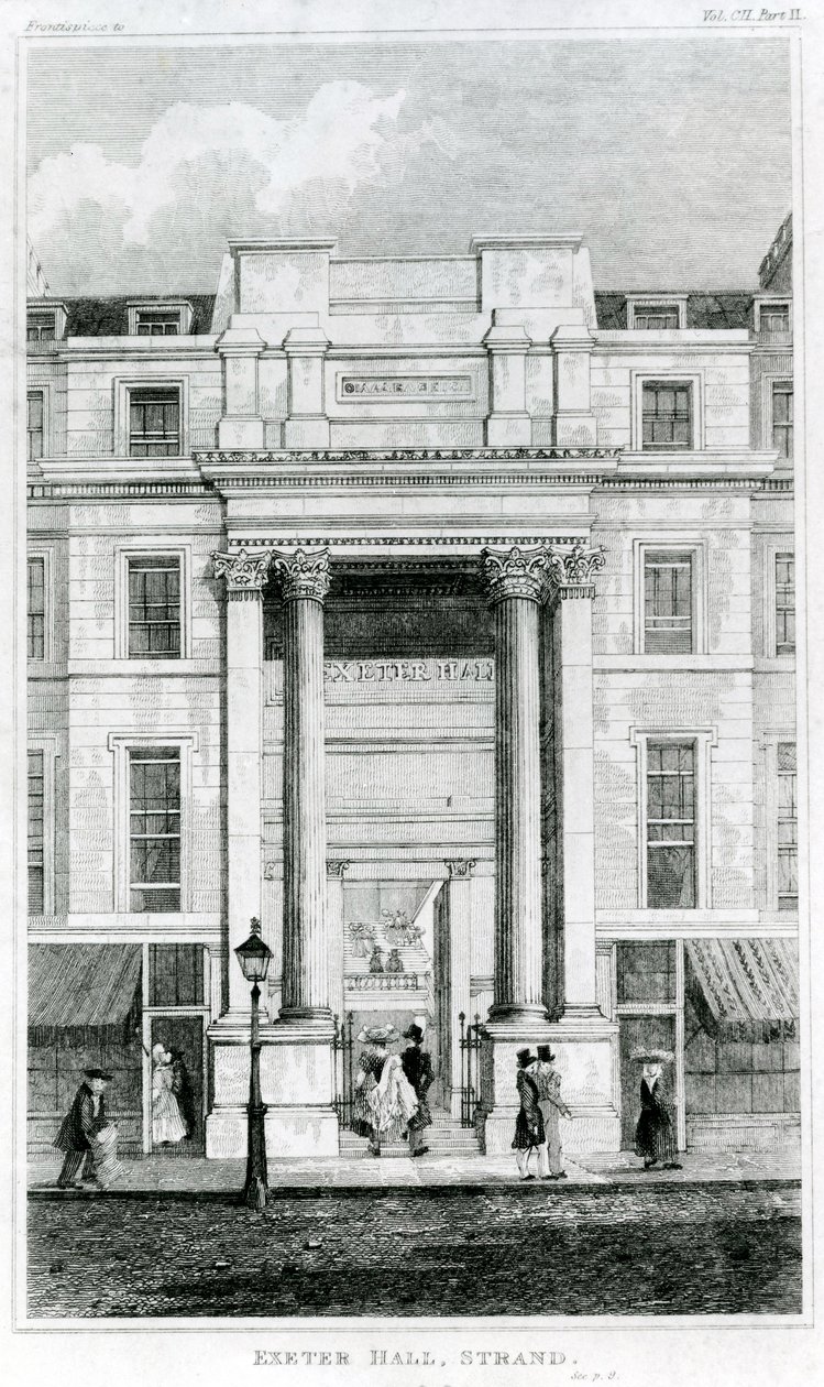 Exeter Hall, Strand, Londres del Gentlemans Magazine de English School
