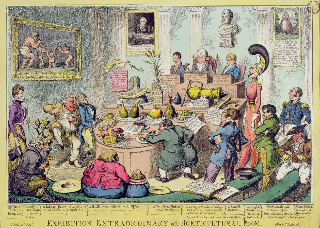 Exhibición Extraordinaria en la Sala de Horticultura, grabado por George Cruikshank (1792-1878), pub. por G. Humphrey, 1826 de English School