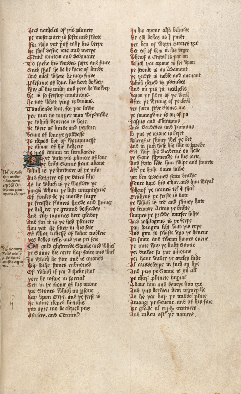 F151r de Ms New Coll 266, De confessio amantis por John Gower de English School