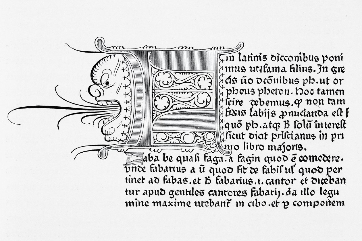 Facsímil de una página del Catholicon, impreso por Johannes Gutenberg, Maguncia, 1460 de English School