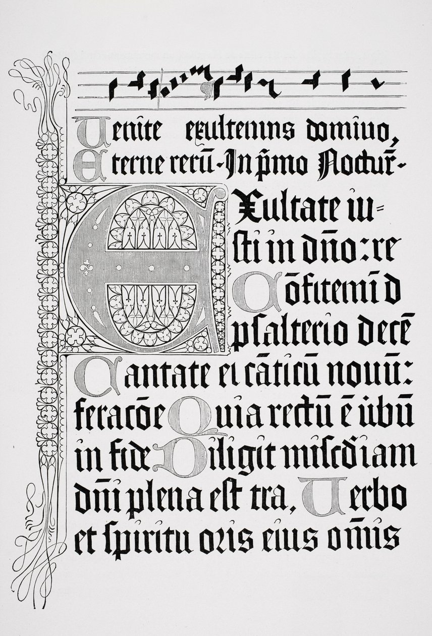 Facsímil de una página de un Salterio, impreso por Johann Fust y Petrus Schoiffer, Maguncia, 1459 de English School