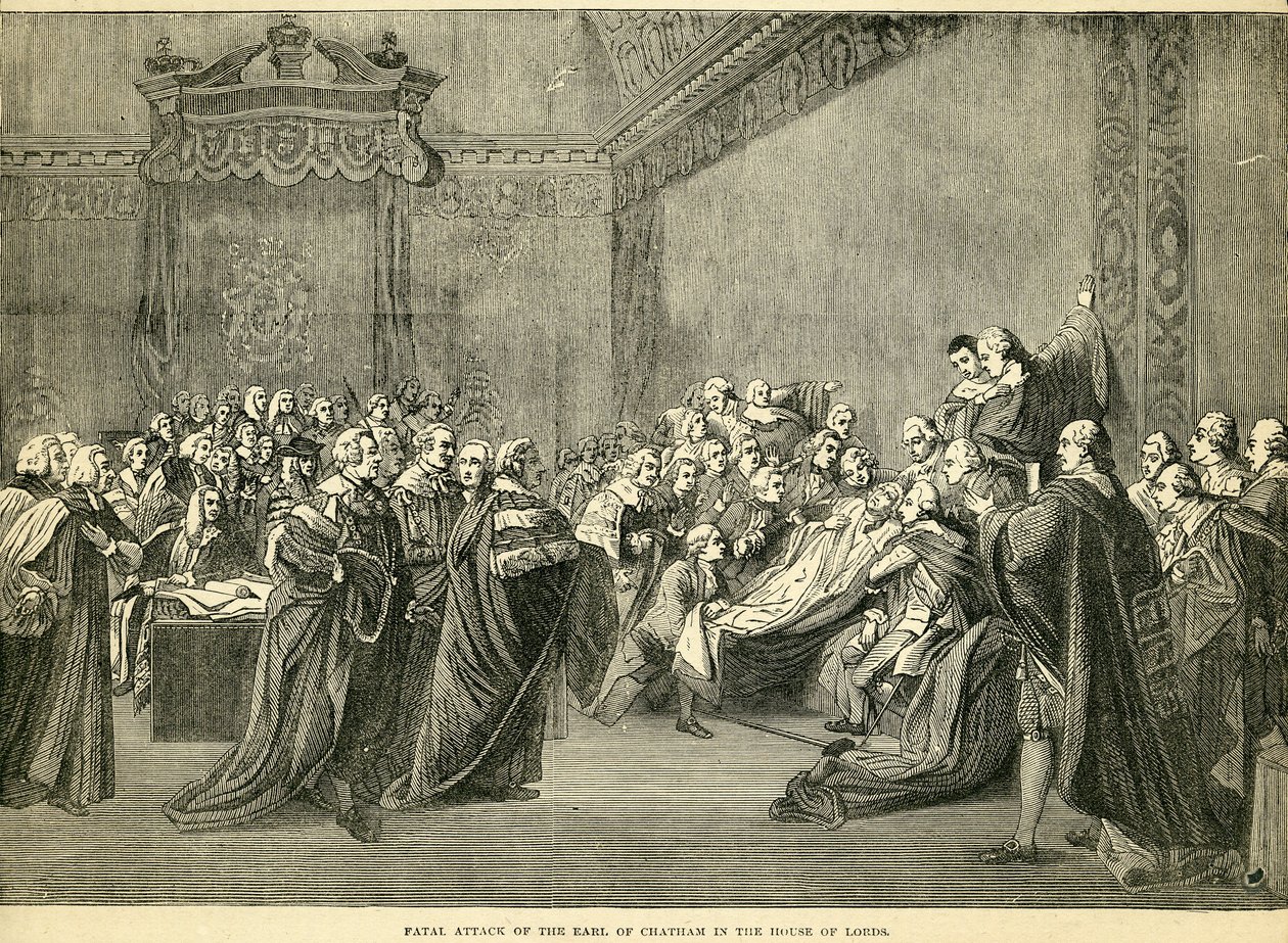 Fatal Incautación del Conde de Chatham en la Cámara de los Lores, 1778 de English School
