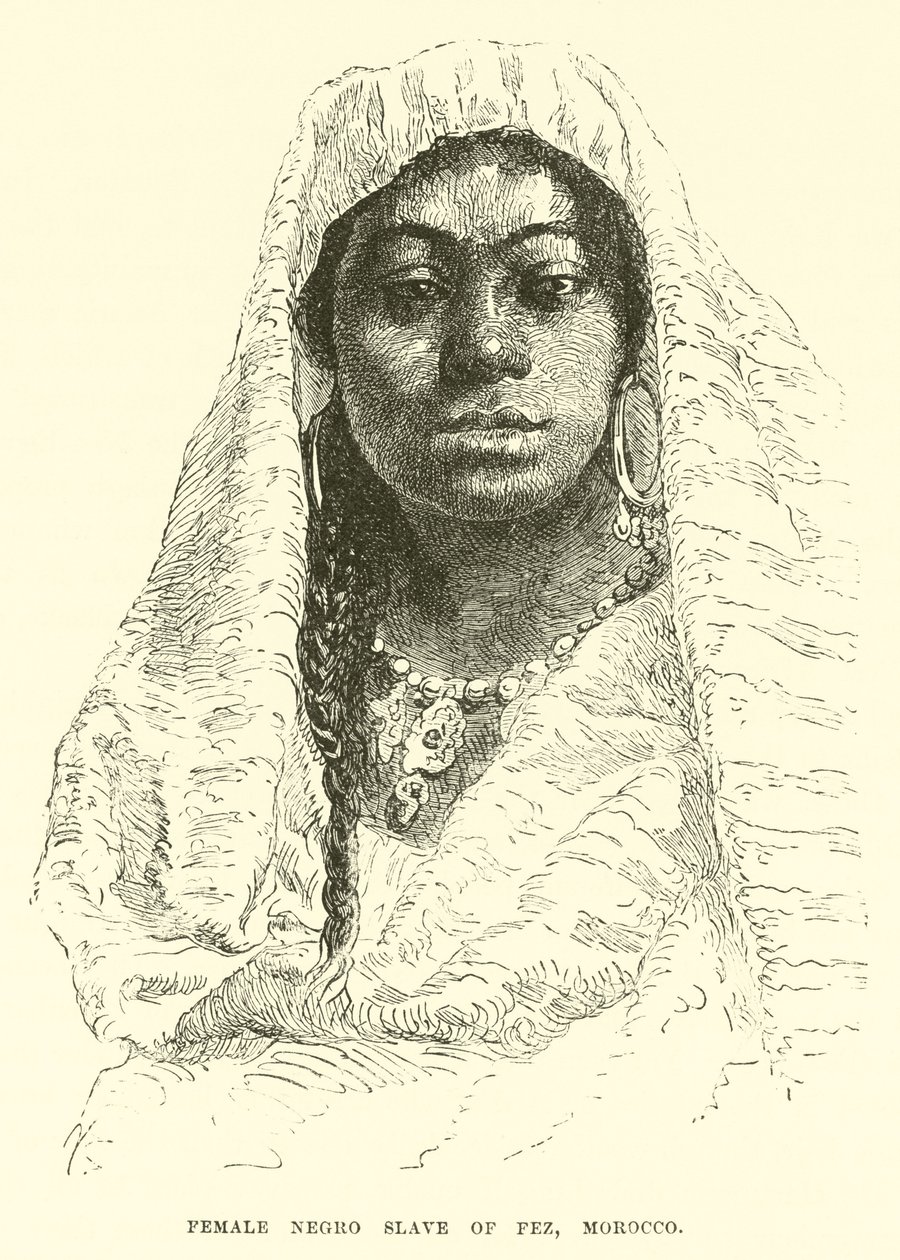 Esclava negra de Fez, Marruecos (grabado) de English School