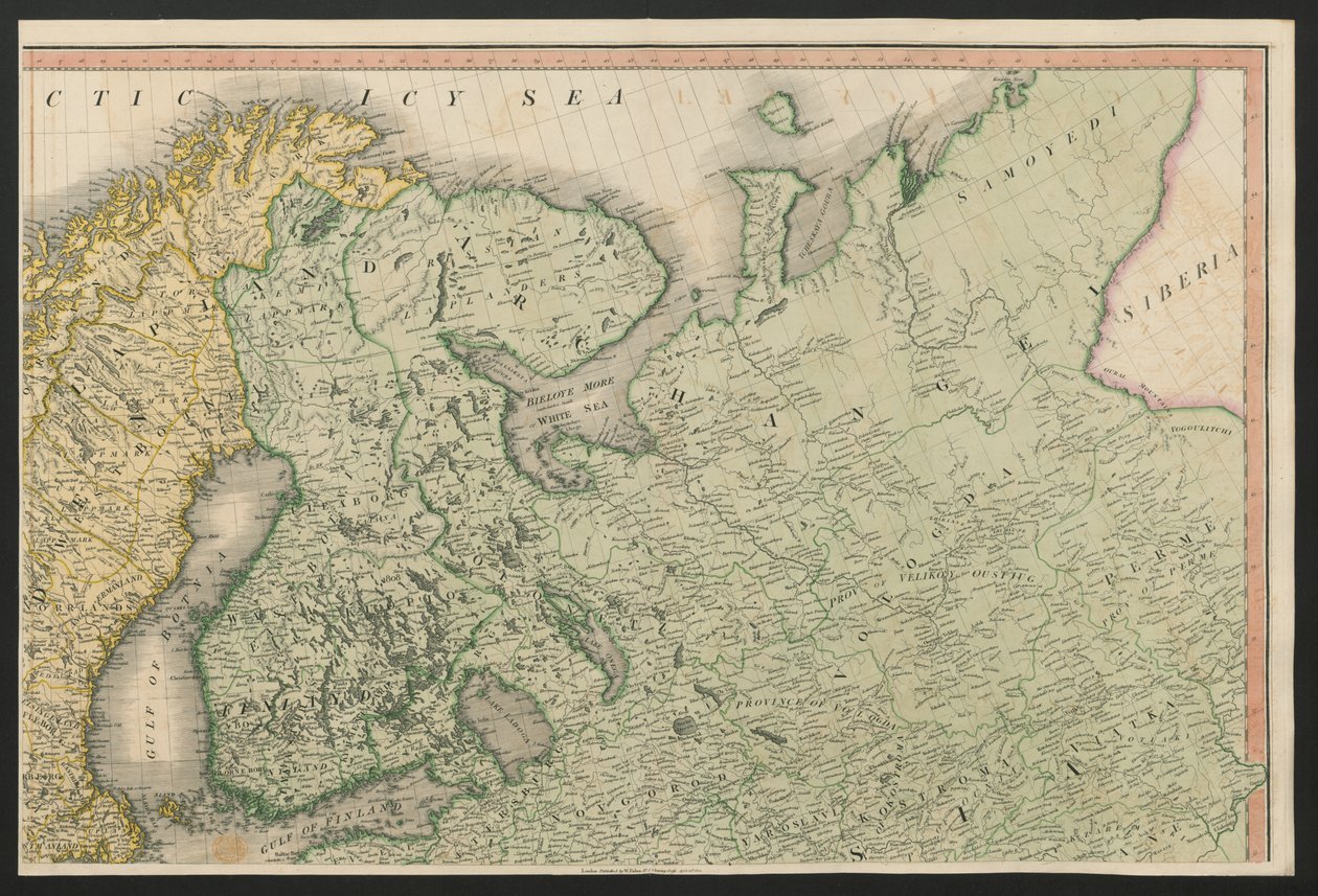 Finlandia y Rusia, de Europa, describiendo todos los cambios de Territorio, junto con sus desviaciones en las líneas fronterizas de sus varios Imperios y Estados acordados y confirmados por el tratado definitivo de París, 20 de noviembre de 1815, publicado de English School