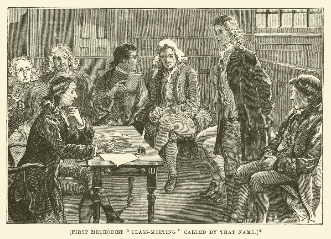 Primera "reunión de clase" metodista llamada así (grabado) de English School