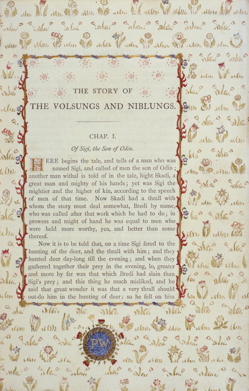Primera página de La Historia de Los Volsungs y Niblungs, c.1870 de English School