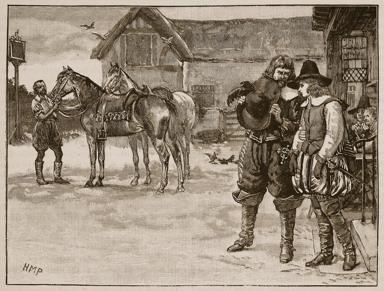 Huida de Lady Arabella Stuart, ilustración de la Historia Ilustrada de Inglaterra de Cassell de English School